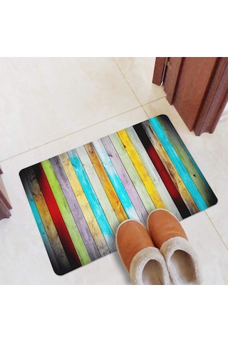 Esnature Rustik Ahşap Renkli Kapı Önü Paspası 45x70 Cm Çok Renkli