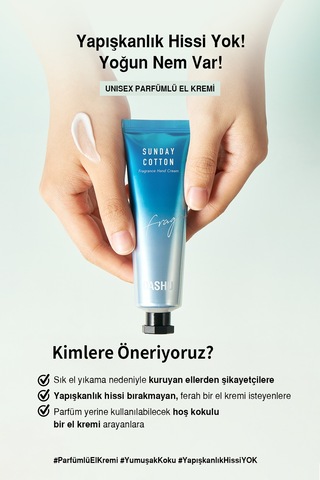Nemlendirici, Hafif Dokulu Unisex Parfümlü El Kremi Dashu Sunday Cotton Perfume Hand Cream