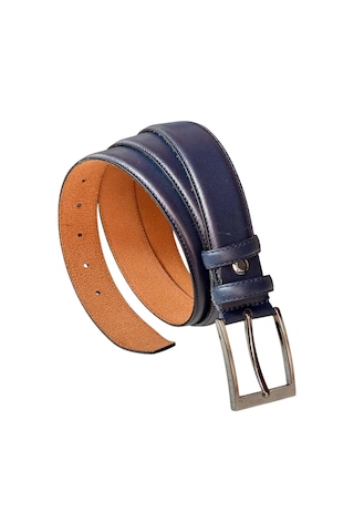 Süzer Deri Lacivert Hakiki Deri Düz Renk Dikişli Model 3.5 Cm. Genişlikli Klasik Kemer - 205-dksl Lacivert