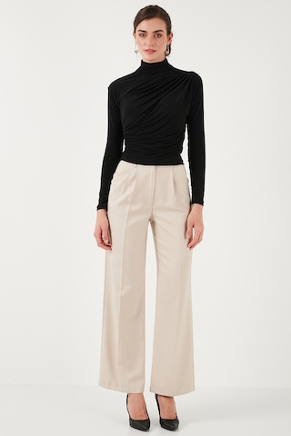 Lela Streç Büzgü Detaylı Slim Fit Dik Yaka Bayan Bluz 669925 Siyah