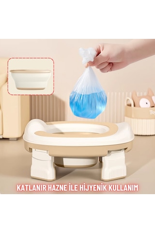 Taşınabilir Lazımlık Çocuk Katlanır Klozet Adaptörü Seyahat Kamp Çocuk Araba Portatif Lazımlık Kahverengi