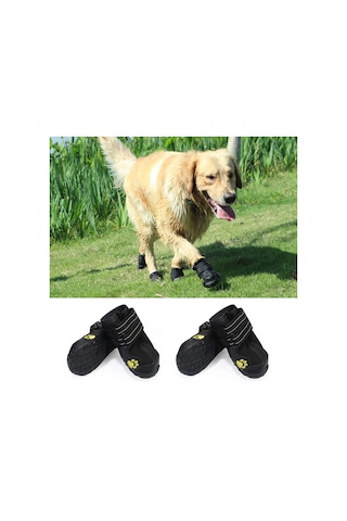 Qingmipy Köpekler İçin Dışarıda Kullanım Botları - Su Geçirmez, Kaymazlı, Havalandırmalı, Yansıtıcı 4 Numara