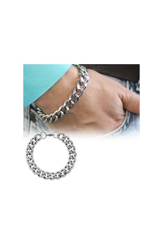 Silver Renk Gurmet Zincirli Modern Tasarım Erkek Çelik Bileklik Çelik