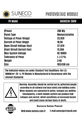 260 Watt Yüksek Amper Yarı Esnek Güneş Paneli Half Cut Monokrista