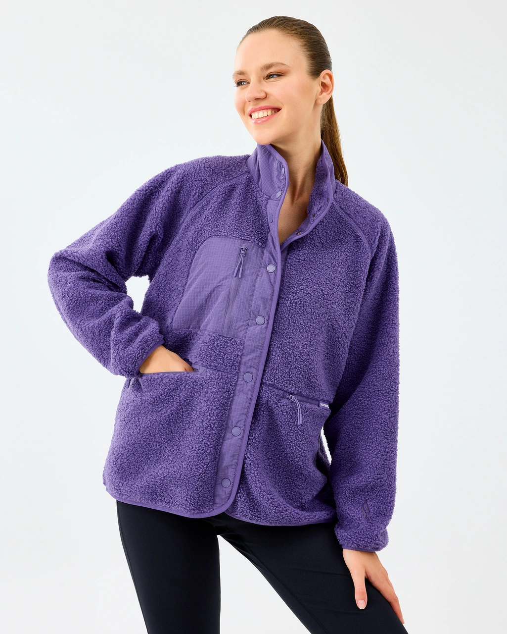 Skechers W Woven Detailed Pull Over Sherpa Kadın Mor Mont S2520218-0277 Mor
