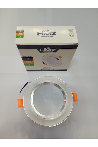Hmz 5 Watt Beyaz Kasa Krom Detaylı Beyaz Işık Led Spot 10 Adet Beyaz - Krom
