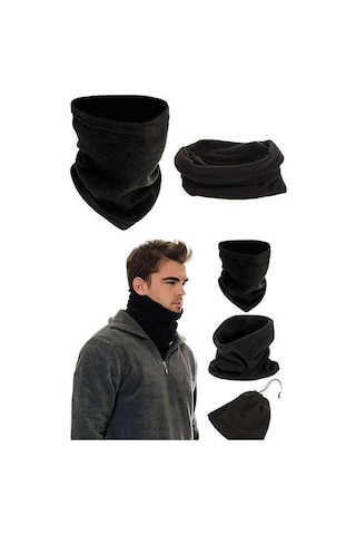 Royaleks Polar Unisex İpli Bere Ve Boyunluk Siyah Diğer