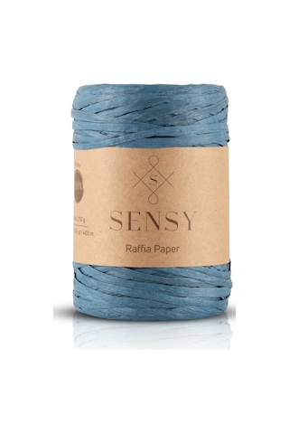 Sensy Premium 400 Metre Rafya Ip Çanta Ipi Raffia Ip Kağıt Ip Supla Ipi 250 Gram Mavi