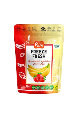 Pol's Freeze Fresh Dondurularak Kurutulmuş Muz - Çilek Mix 20 G 20 G