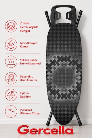 Hediyeli Oscar Ütü Masası Kılıfı Bezi Örtüsü Açık Gri