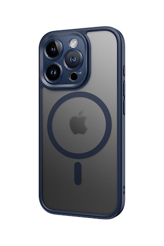 Rock Apple Uyumlu iPhone 16 Pro Anti-drop Lens Korumalı Magsafe Kılıf Titanium Mavi