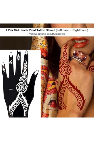 Yaozixa Eller İçin Çiçek Desenli Gösterge Şablonu, Pvc Materyal, Yeniden Kullanılabilir, S102 Numara, Sol Ve Sağ El Seti