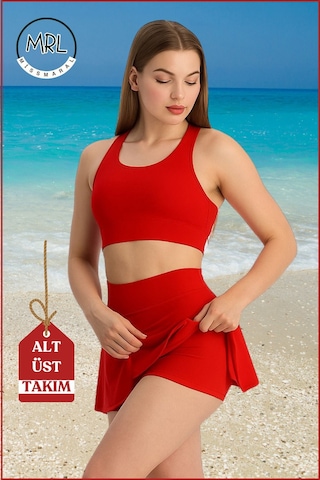 Kadın Alt-üst Takım Kırmızı Şort & Crop Denizde Havuz Sporda Casual/günlük Kullanım Kırmızı Kırmızı