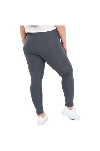 Büyük Beden Beli Lastikli Bilek Hizasında Panelli Gri Bayan Tayt Gri
