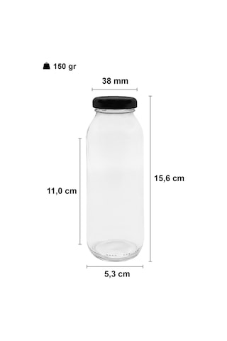 Afracam Meyve Suyu Şeffaf 250 ml Metal Kapaklı Cam Şişe 6 Adet