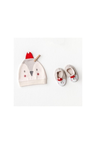 Andywawa Bebek Hat Bottie Penguin Şapka Patik Set Ekru Ac25348 Ecru