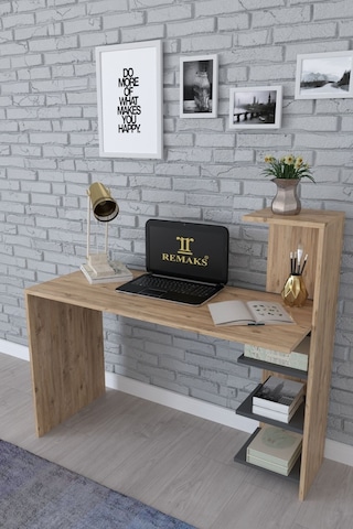 Tower Bilgisayar Masası, Pc Masası, Raflı Çalışma Masası - Meşe Diğer