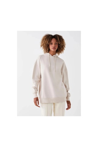 LC Waikiki Xsıdebej Düz Oversize Kadın Kalın Hoodie Beıge