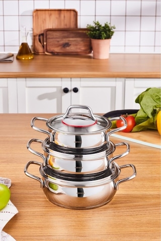 Karaca Emirgan İndüksiyon Tabanlı 6 Parça Çelik Sahan Set