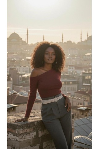 Kayık Yaka Kadın Bordo Body Bordo