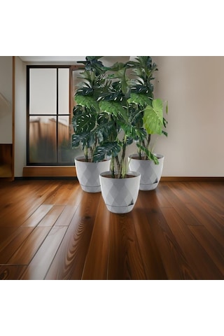 Omnipazar Krs-457 Yakamoz Tabaklı Plastik Saksı Takımı 26 Litre No 7 Gri