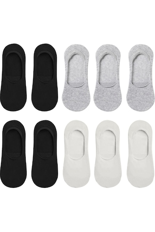 10 Çift Kutulu Bambu Premium Unisex Dikişsiz Görünmez Kaymaz Slikonlu Babet Çorap Brook Çok Renkli