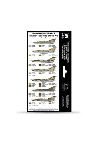 Vallejo 71607 8x18 Ml. Soviet/russian Colors Mig21 Fishbed From 50's To 90's, Model Air Serisi Model Boyası Seti Renkli