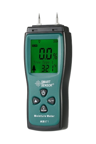 Smart Sensor El Mini Ahşap Nem Ölçer Dijital Lcd Kereste Koyu Yeşil