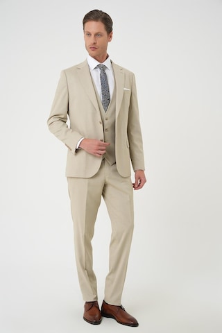 Efor Slim Fit Dokulu Çift Yırtmaç Yelekli Klasik Bej Takım Elbise Tk 898 Bej