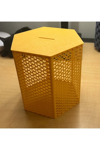 3d Baskı Petek Desenli Altıgen Kumbara Bal Peteği Dokulu Dekoratif Para Biriktirme Kutusu 12x12,5 Cm Cn