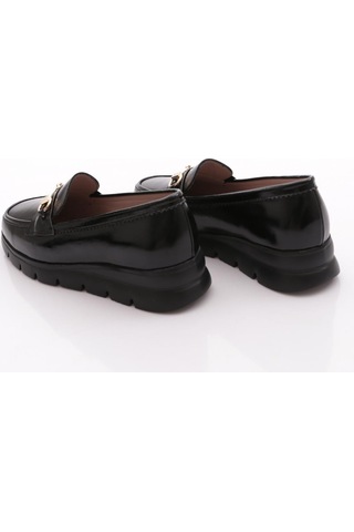 Dgn 6095 Kadin Kalin Taban Loafer Ayakkabi Siyah Rugan