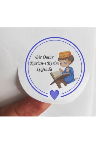 48 Adet 4 Cm Mavi Bir Ömür Kur'an-ı Kerim Işığında Baskılı Mat Etiket Sticker -2