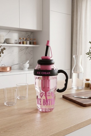 Ice Bottle Pipetli Suluk Matara 1300 Ml Siyah