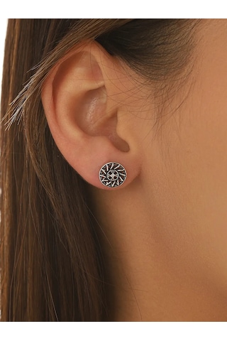 Serebranyj Dom 925 Ayar Gümüş Küpeler Pimli Küpe 141375706 Siyah