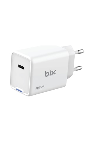 Bix BX1P65G GaN 65W Led Göstergeli Hızlı Şarj Cihazı Beyaz