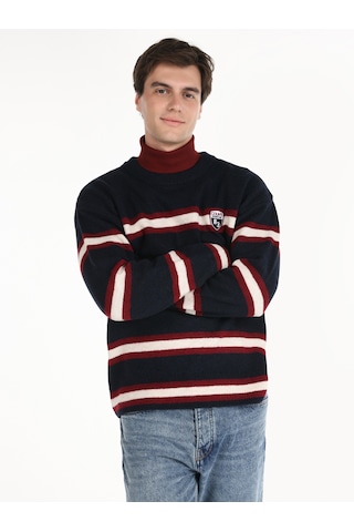 Colin's Colins Regular Fit Bisiklet Yaka Kolej Baskılı Lacivert Erkek Kazak Cl1064577 Lacivert