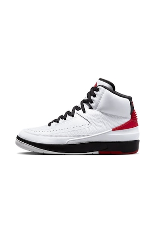 Nike Air Jordan 2 Retro Chicago Leather Unisex Sneaker Hakiki Deri Bilekli Günlük Spor Ayakkabı Beyaz Kırmızı Siyah Beyaz