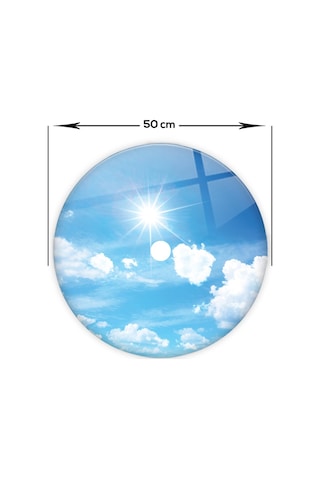 Cam Avize Göbeği | Gökyüzü Desenli | Çap50Cm Çok Renkli