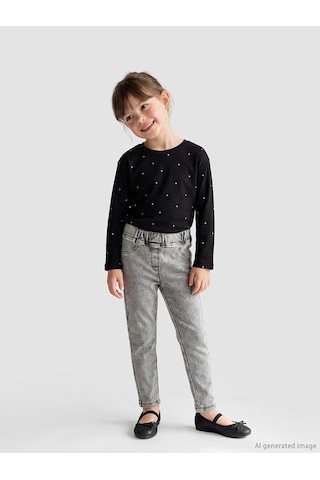 LC Waikiki Lcw Kids Siyah Beli Lastikli Kız Çocuk Tayt Pantolon Blakız Çocuk Rodeo