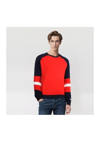Tommy Hilfiger Erkek Sıfır Yaka Pike Kumaş Sweatshirt Kırmızı