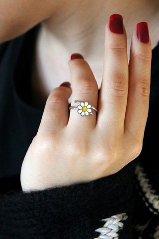925 Ayar Gümüş Papatya Yüzük - 34010902 Gümüş