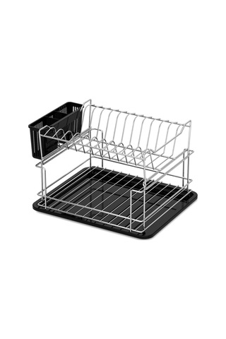 Teknotel İki Kat Modüler Tabaklık Bulaşıklık Krom + Siyah Kb010