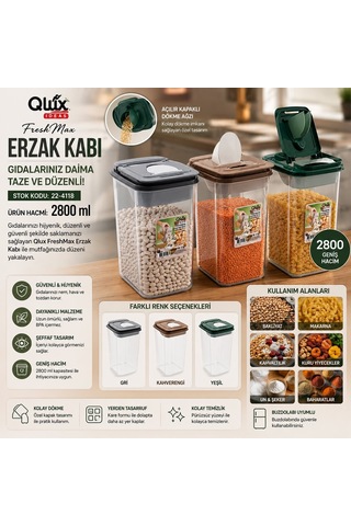 Qlux L-00993 No-3 Freshmax Renkli Erzak Kabı - Şeffaf Plastik 2800 Ml- 18'li Paket Diğer
