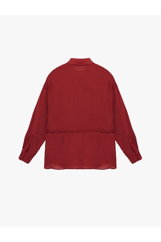 Koton Modal Kumaş Uzun Kollu Klasik Yaka Oversize Gömlek Bordo 6sak60133pw Bordo
