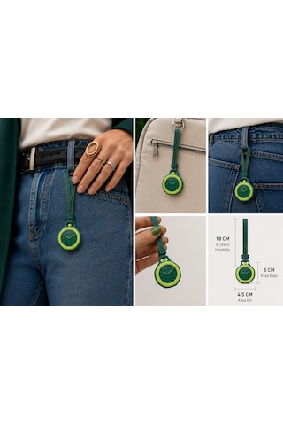 Piyatech Renkli Detaylı Askılı Cep Saati Hemşire Saati Çanta Ve Pantolon Aksesuarı Anahtarlık Unisex Sekizgen Saat Yeşil
