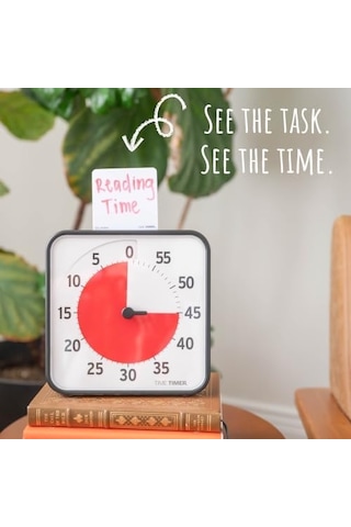 Tıme Tımer Medium 19x19cm 60 Dakika Görsel Analog Zamanlayıcı Saat - İsteğe Bağlı Akustik Alarm Ses Kontrolü Yüksek Sesli Tıklama Yok Zaman Yönetimi Cihazı Siyah