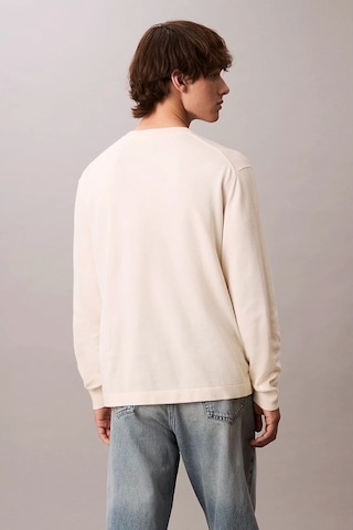 Calvin Klein Jeans Uzun Kollu Renk Bloklu Grafik Pamuklu Beyaz Erkek Kazak Lv04rc303g-yas Beyaz