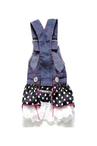Patici Miss Kalp Detaylı Askılı Denim Kedi Köpek Elbisesi