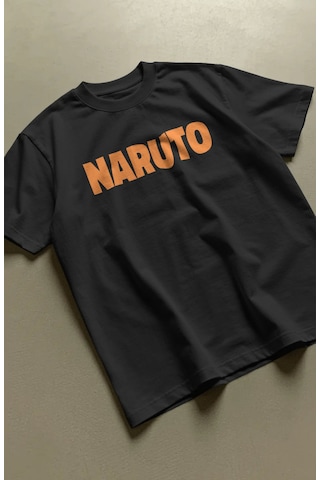 Naruto Uzumaki Anime Baskılı Unisex Oversize Premium Tişört Siyah