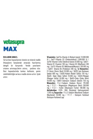 Vetasupra Max 25 Kg Kraft Süt Ve Besi Hayvanları Için Vitamin Ve Mineral Yem Katkı